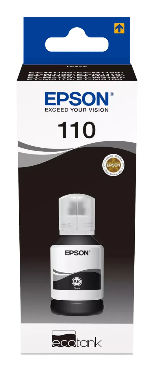 Epson 110 EcoTank Pigment black ink bottle (120 ml). 6000 pages @ 5% coverage