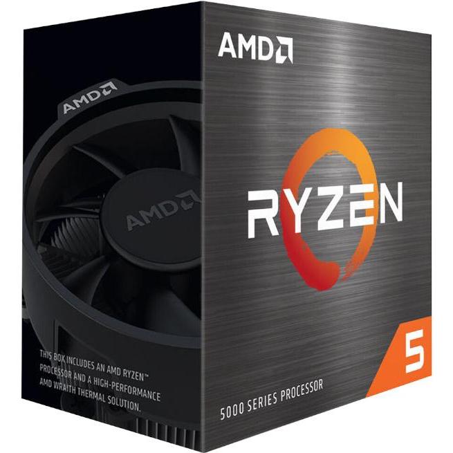 AMD Ryzen 5 processor box with fan on a white background