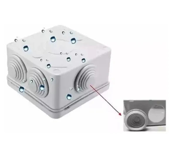 Top view of the M-Link square junction box showing the cable entry points.

