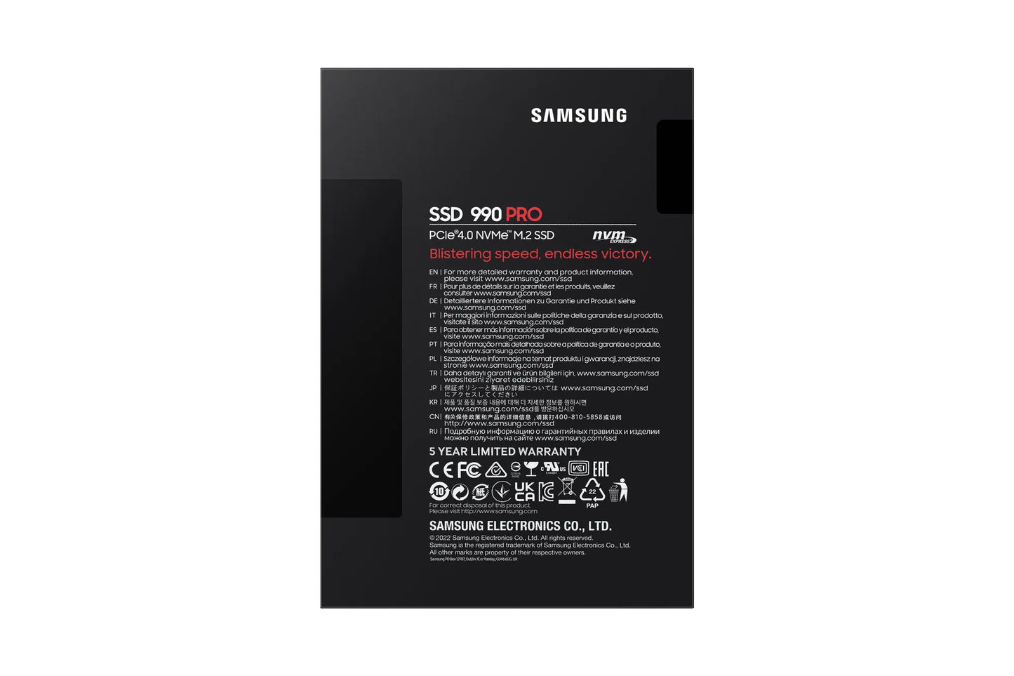 SAMSUNG MZ-V9P2T0BW 990 PRO 2 TB NVMe SSD - Read Speed up to 7450 MB/s; Write Speed to up 6900 MB/s; Random Read up to 1400000 I