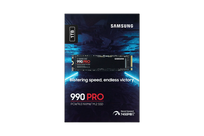 SAMSUNG MZ-V9P1T0BW 990 PRO 1 TB NVMe SSD - Read Speed up to 7450 MB/s; Write Speed to up 6900 MB/s; Random Read up to 1200000 I
