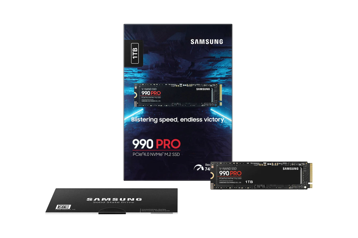 SAMSUNG MZ-V9P1T0BW 990 PRO 1 TB NVMe SSD - Read Speed up to 7450 MB/s; Write Speed to up 6900 MB/s; Random Read up to 1200000 I
