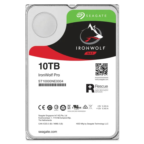 Seagate Ironwolf Pro ST10000NT001 10TB 3.5'' HDD NAS Drives 7200 RPM; SATA 6GB/s Interface; 256MB Cache;550TB/Year; Unlimited Ba