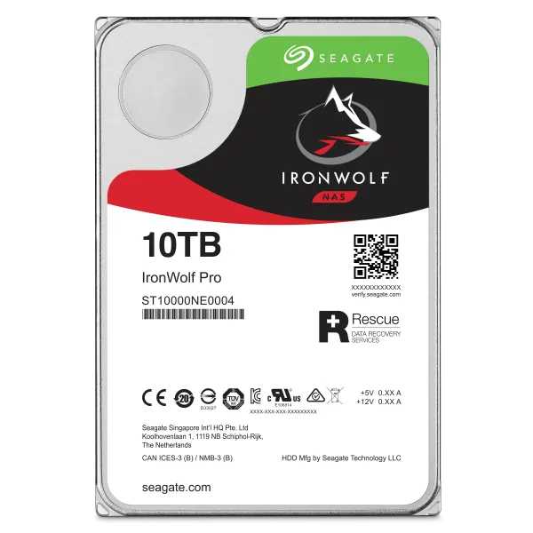 Seagate Ironwolf Pro ST10000NT001 10TB 3.5'' HDD NAS Drives 7200 RPM; SATA 6GB/s Interface; 256MB Cache;550TB/Year; Unlimited Ba
