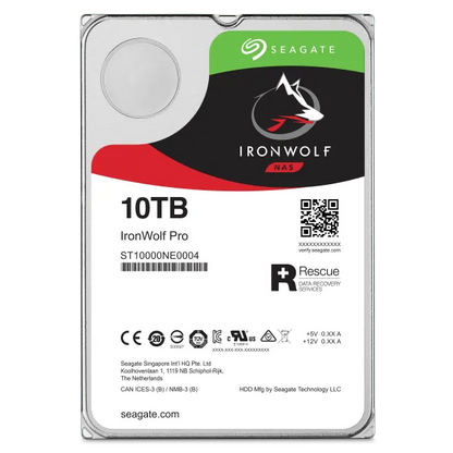 Seagate Ironwolf Pro ST10000NT001 10TB 3.5'' HDD NAS Drives 7200 RPM; SATA 6GB/s Interface; 256MB Cache;550TB/Year; Unlimited Ba