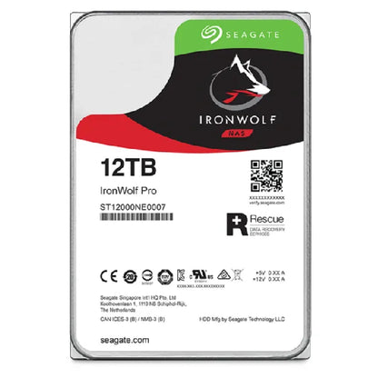 Seagate Ironwolf Pro ST12000NT001 12TB 3.5'' HDD NAS Drives 7200 RPM; SATA 6GB/s Interface; 256MB Cache;550TB/Year; Unlimited Ba