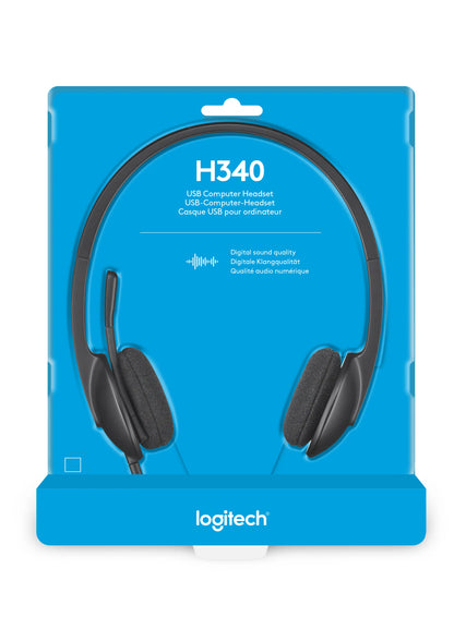 981-000475 - Logitech Headset H340 USB Stereo Internet headset over the head type with adjustable lightweight design