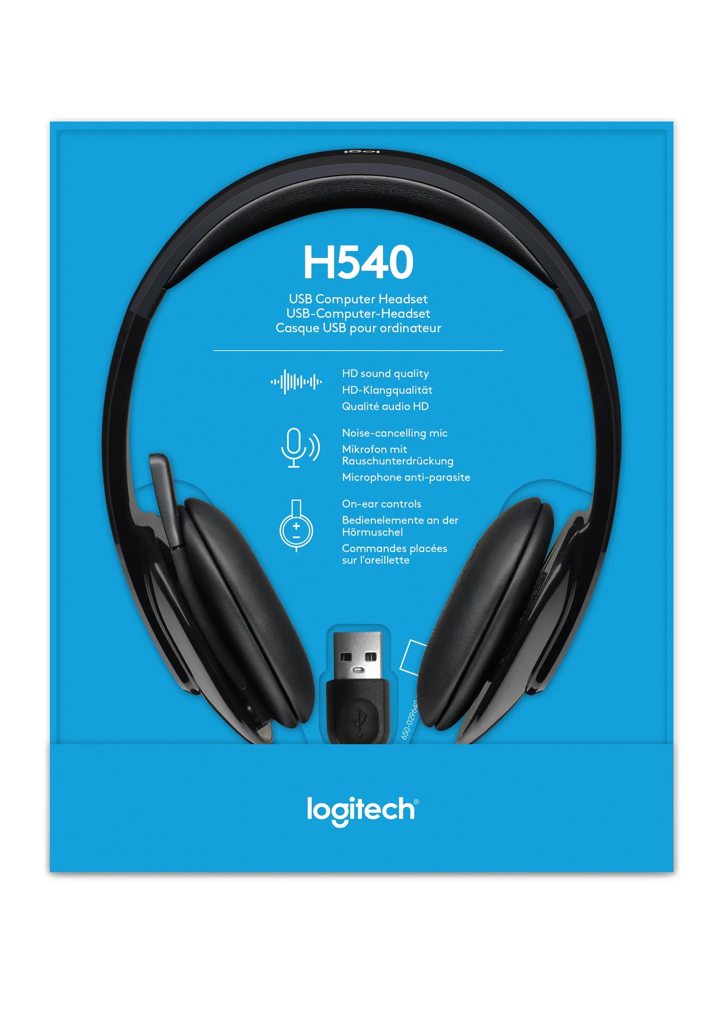 981-000480 - Logitech Headset H540 USB Headset Laser Tuned Drivers Comfortable Padding On Ear Audio Controls  Plug & Play