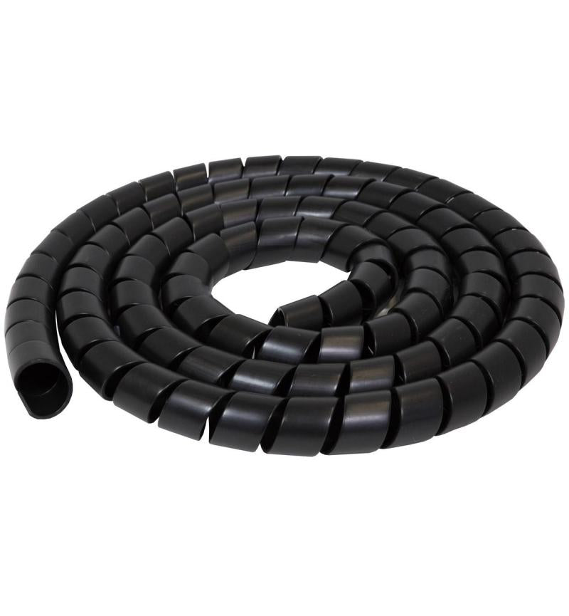 MicroWorld Spiral Wrap Black 1.8m x 20mm – Flexible Cable Sleeve for Neat Wire Management, ensuring organized cables.