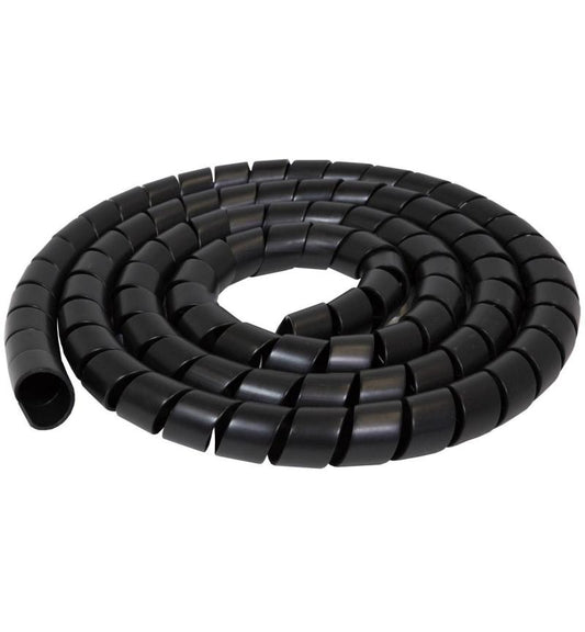 MicroWorld Spiral Wrap Black 1.8m x 20mm – Flexible Cable Sleeve for Neat Wire Management, ensuring organized cables.