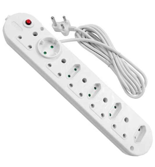 MicroWorld 10-Way Heavy Duty Multiplug with 5M Long Cord - Surge Protection for safe power distribution at home.