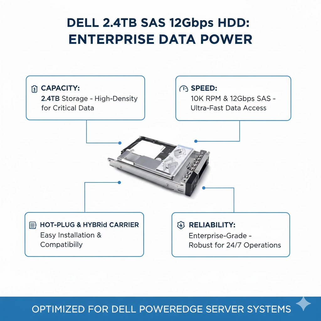 Dell 2.4TB SAS 10K RPM 12Gbps Hot-Plug HDD with 3.5'' Hybrid Carrier