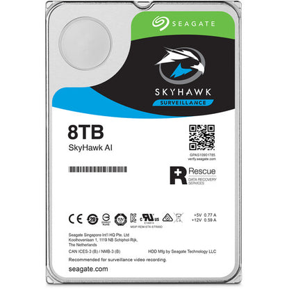 eagate SkyHawk AI 8TB Surveillance HDD – 7200RPM, SATA III, 3.5" Internal Drive, AI-Optimized, 24/7 Use | Seagate SkyHawk