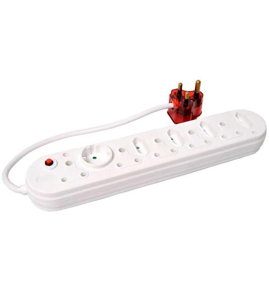 MicroWorld 10-Way Heavy Duty Multiplug with High Surge Protection - 2500W, 5M Cord for ultimate electronic safety.