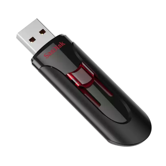 SanDisk Cruzer Glide USB 3.0 Flash Drive – 64GB, Retractable Design – SDCZ600-064G-G35, Black/Red