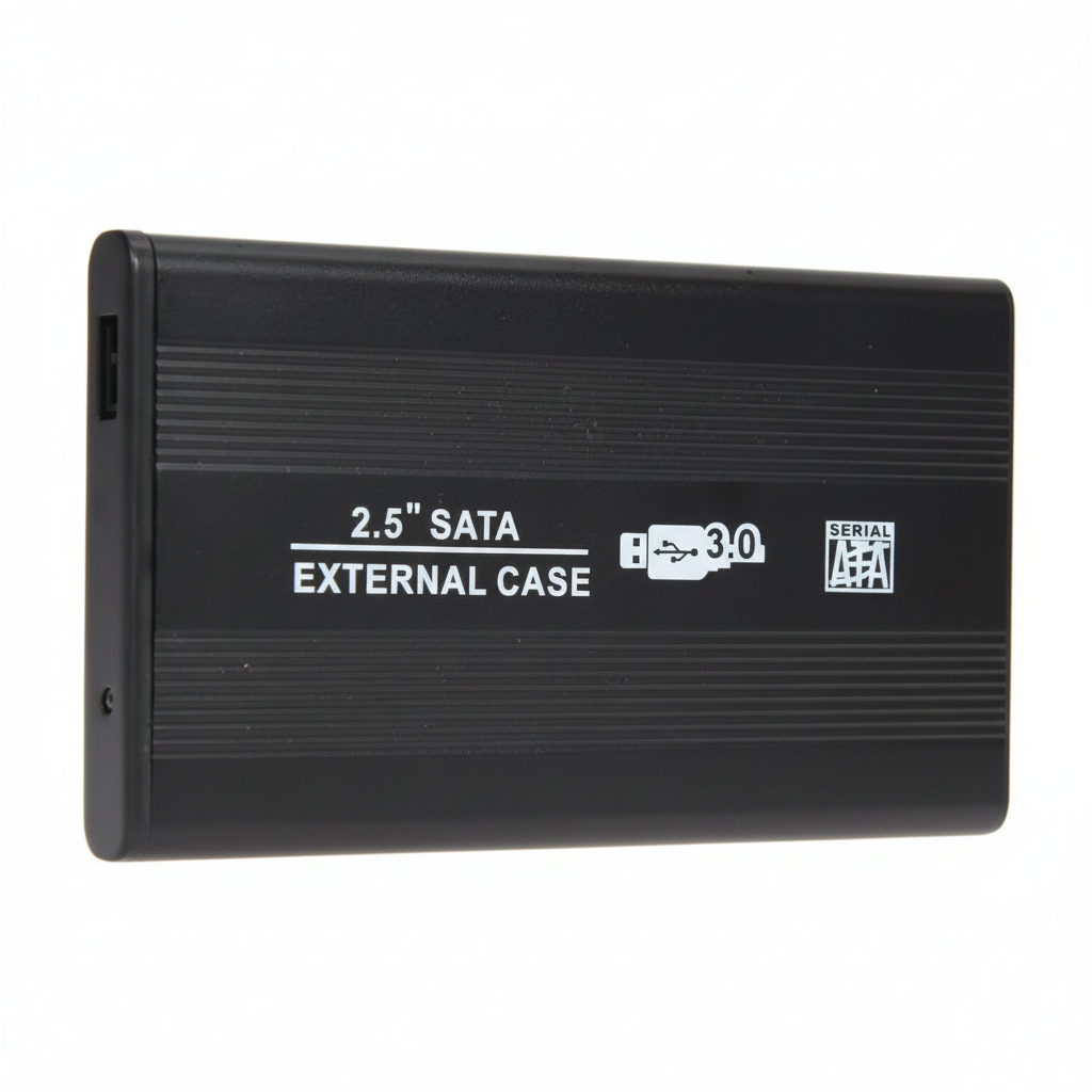 Close-up of Smacc HDD enclosure showing aluminum casing