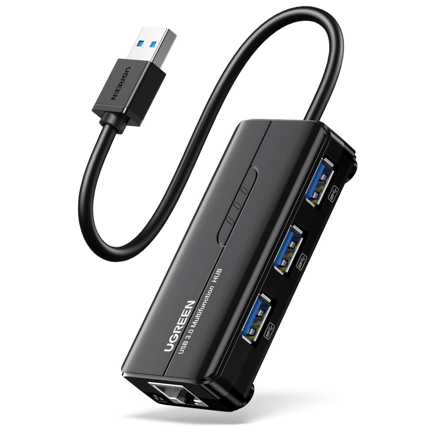 UGreen USB Type-A to Gigabit Ethernet Adapter with 3-Port USB 3.0 Hub Black