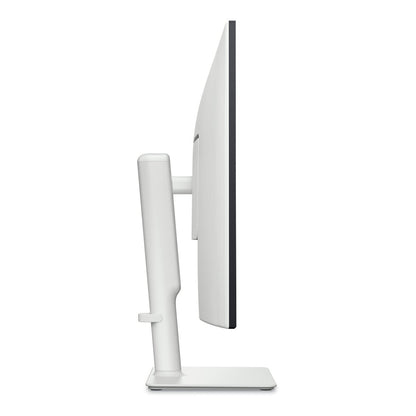 Monitor on adjustable stand showing height and tilt.

