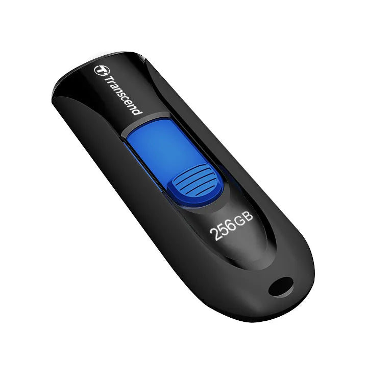 TRANSCEND 256GB JF790 USB3.1 GEN 1 CAPLESS FLASH DRIVE - BLACK AND BLUE