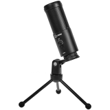 LORGAR Voicer 521, Gaming Microphone, Black, USB condenser mic with Volume Knob, 3.5MM headphonejack, mute button and led indicator, package including 1x F5 Microphone, 1 x 2M type-C USB Cable, 1 xTripod Stand