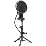 LORGAR Voicer 721, Gaming Microphone, Black, USB condenser microphone with tripod stand and pop filter, including 1 microphone, 1 metal tripod, 1 plastic shock mount, 1 windscreen cap, 2m USB Type C cable, 1 pop filter, 1 tripod mount ring, 154.6x56.1mm