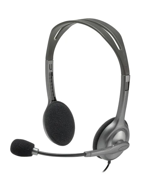 981-000593 - Logitech Headset H111 Analog Stereo Headset  One plug Noise Cancelling mic full stereo sound Flexible Rotating Boom