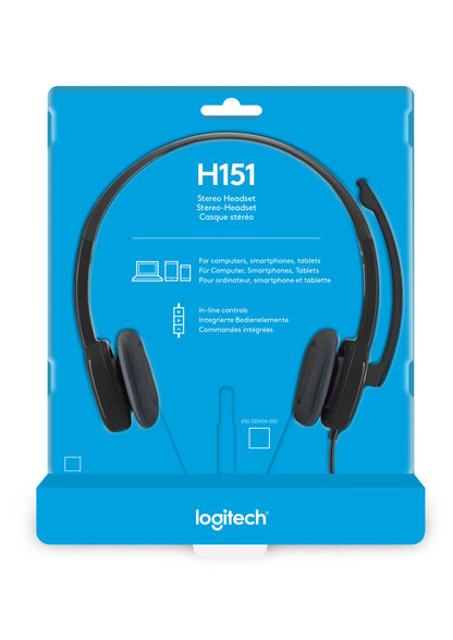 981-000589 - LOGITECH WIRED HEADSET H151 ANALOGUE BLACK 2 YEAR CARRY IN WARRANTY