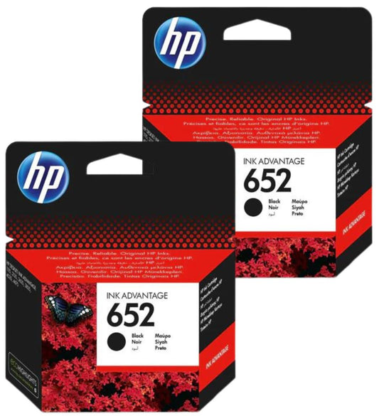 2 Pack HP 652 Black Original Ink Cartridge