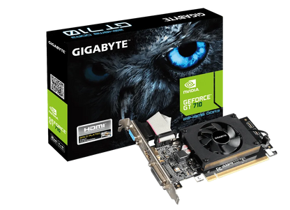 GIGABYTE Graphics nVidia GeForce® GT 710 2GB GDDR3 64Bit . 1x Dual-Link DVI-D; 1x HDMI; 1x VGA; Low Profile