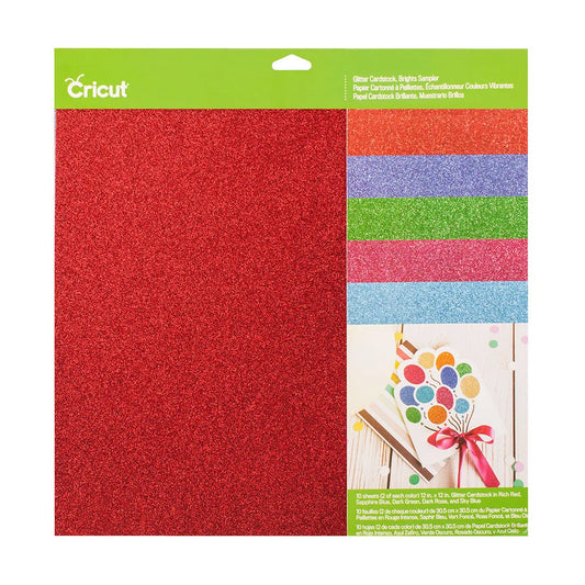 2007757 - Cricut Glitter Cardstock 30x30cm 10-sheet Sampler (Brights)