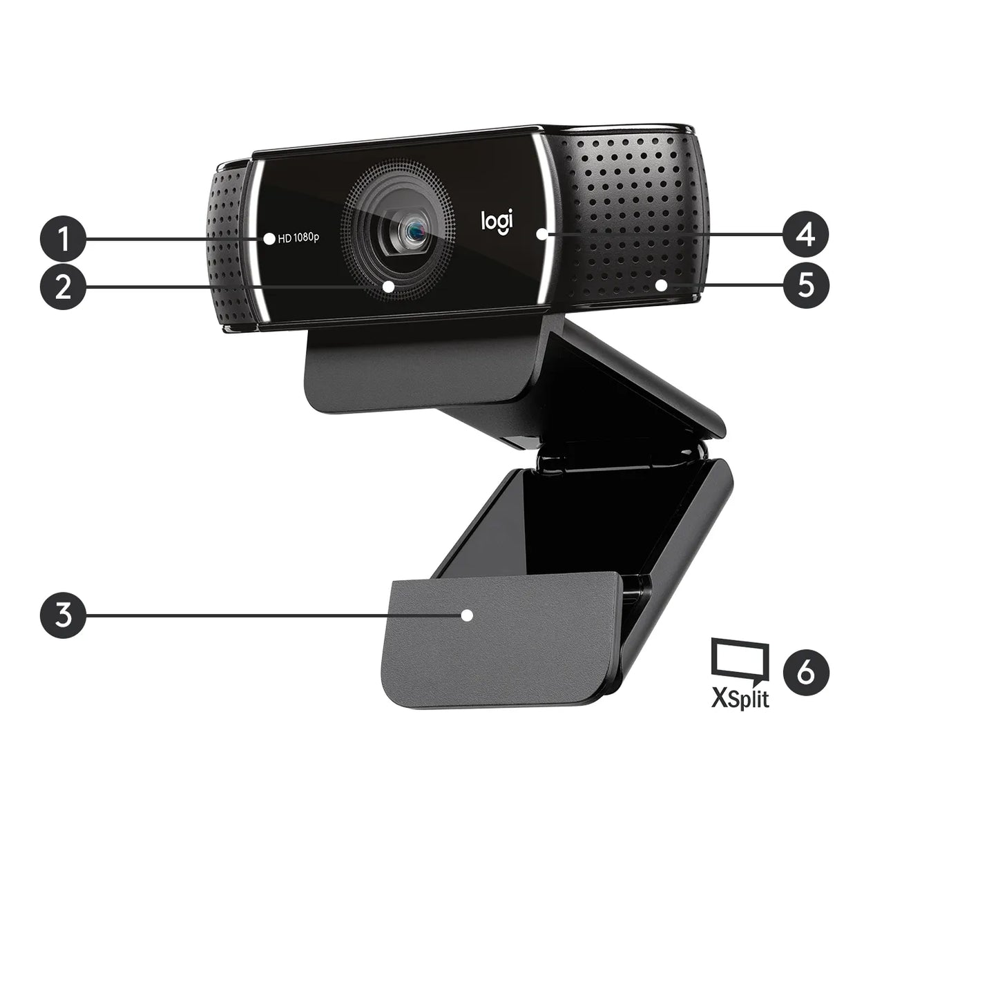 LOGI C922 960-001088 HD Pro Webcam USB Full HD 10MP Carl Zeiss Lens 20 step autofocus Microphone incl Tripod USB-A