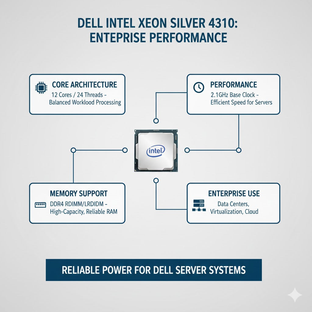 Dell Intel Xeon Silver 4310 2.1GHz 12-Core Server Processor for Enterprise Systems