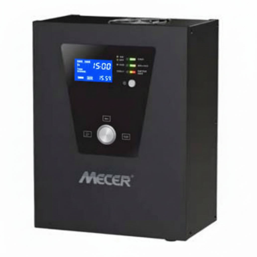Mecer IVR-2400MPPT inverter front panel view.

