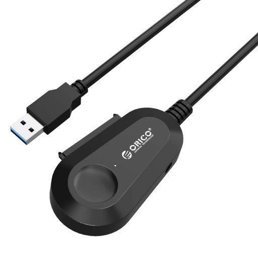 Black USB device with cable on a white background, featuring the Orico brand.