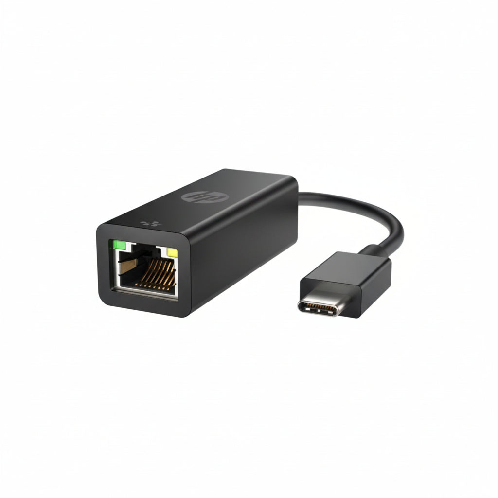 HP USB-C to RJ45 Gigabit Ethernet Adapter Black Compact Plug and Play Design
