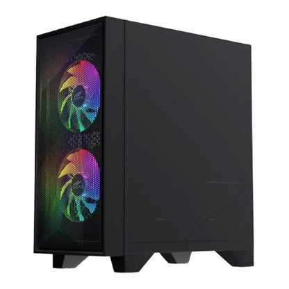 OCPC Mid-Tower Case - Stylish Black Steel and Tempered Glass Design, OCCASAATXBK - No PSU Included, perfect for gaming setups.