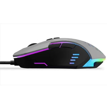 OCPC MR11 Wired Gaming Mouse in Creamy Grey features RGB breathing light, 7200 DPI, and a 7D ergonomic design.