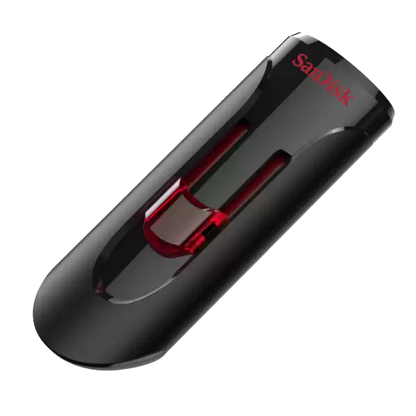 SanDisk Cruzer Glide USB 3.0 Flash Drive – 64GB, Retractable Design – SDCZ600-064G-G35, Black/Red
