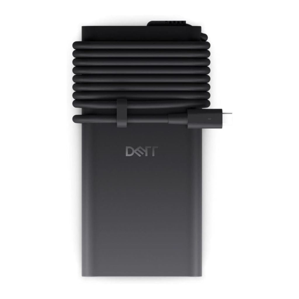 Dell AC Adapter connected to a Dell laptop via USB-C