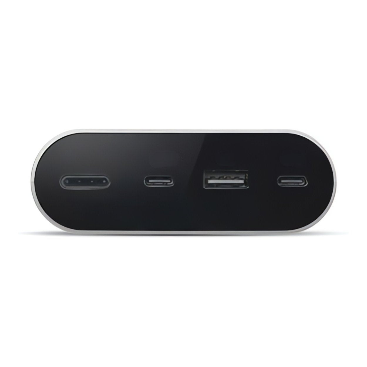 The power bank and a Dell tablet displayed together on a desk.

