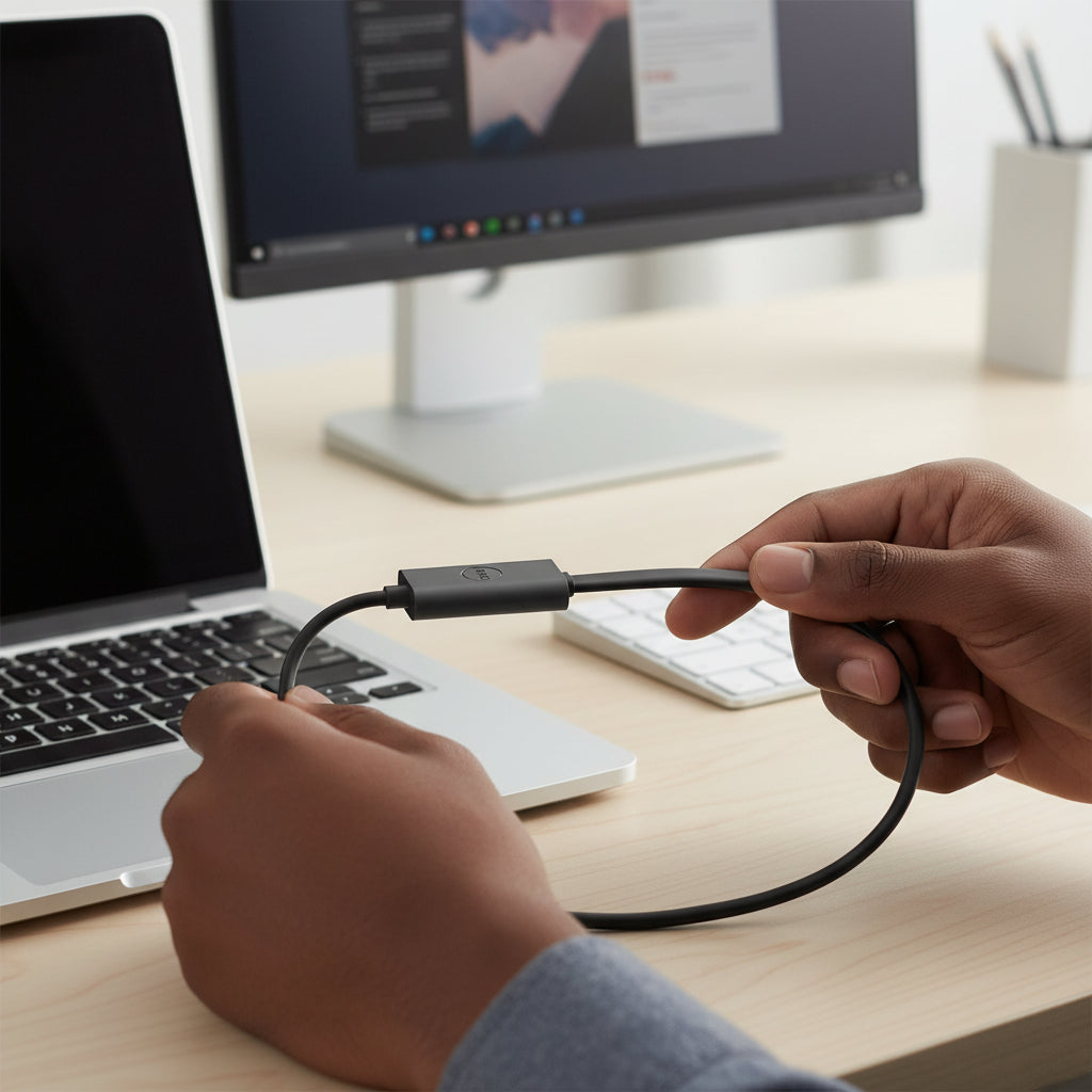 Compact Dell USB-C to HDMI 2.1 travel adapter