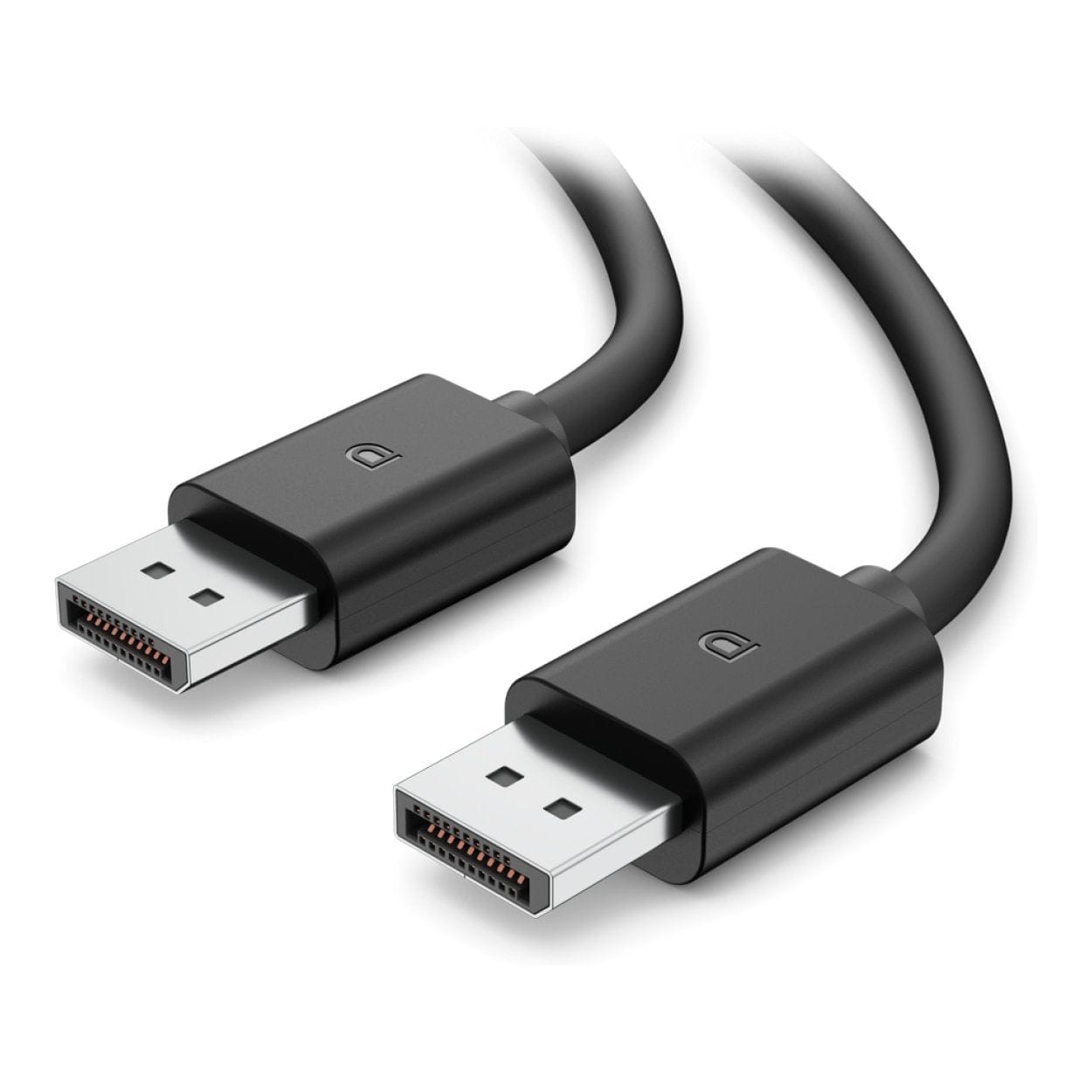 Close-up of male-to-male DisplayPort connectors
