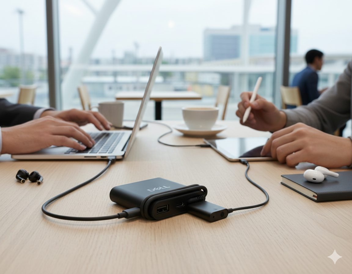 Dell Pro 4-in-1 USB-C Travel Hub DA225 for Display Data and Power On the Go