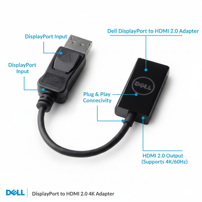 Dell DisplayPort to HDMI 2.0 Adapter Kit with 4K Ultra HD 60Hz Support for Displays