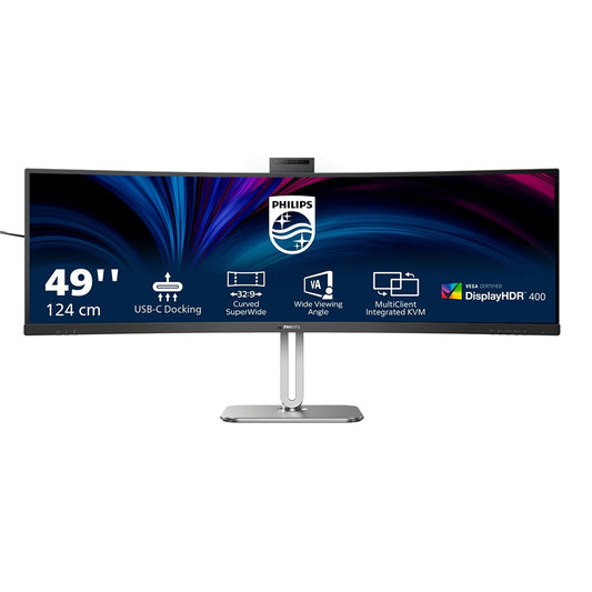 Philips 49" 49B2U5900CH Curved SuperWide Monitor – 5120×1440, USB-C, RJ45, 75Hz, Webcam