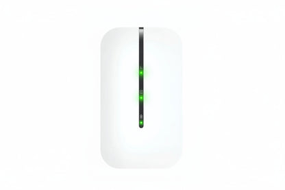 Device showing LED status indicator lights.

