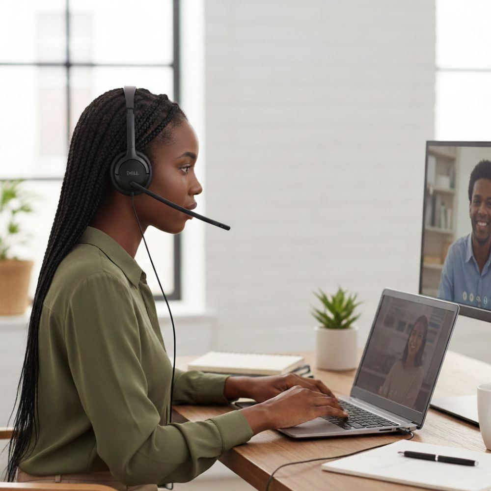 Dell Wired Headset WH125 USB-A with Rotatable Boom Mic Inline Controls and Comfort