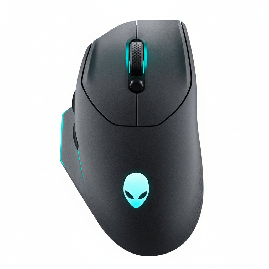 Alienware AW620M wireless mouse front view.


