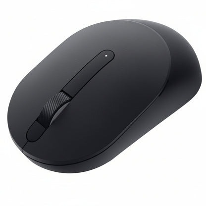 Dell MS300 wireless mouse top view black finish with scroll wheel

