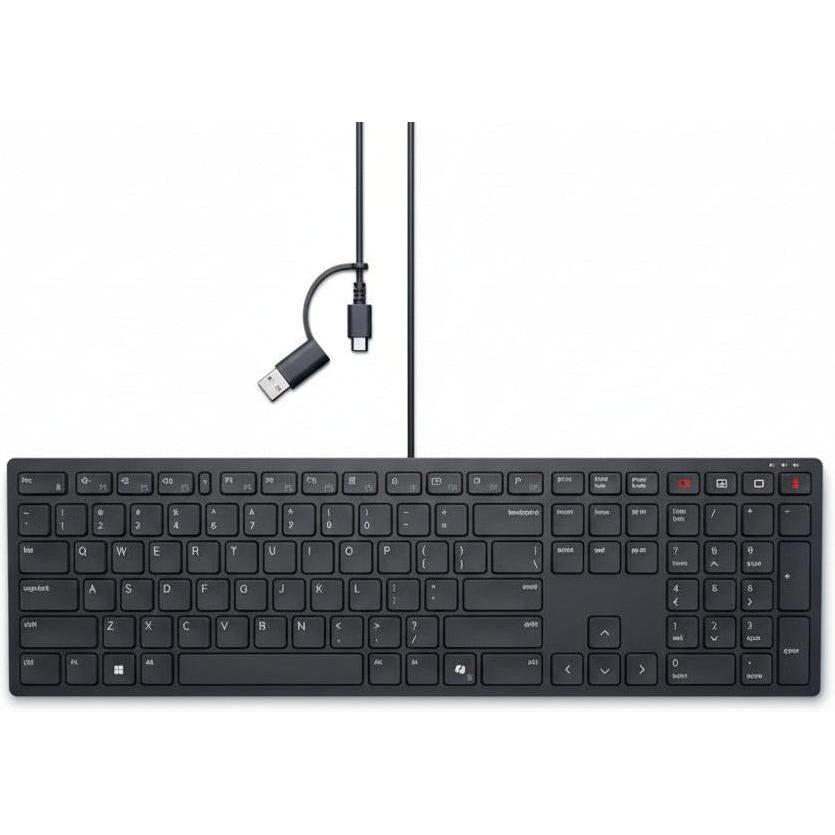 Dell KB525C Wired Collaboration Keyboard USB-C Illuminated Quiet Keys US QWERTY